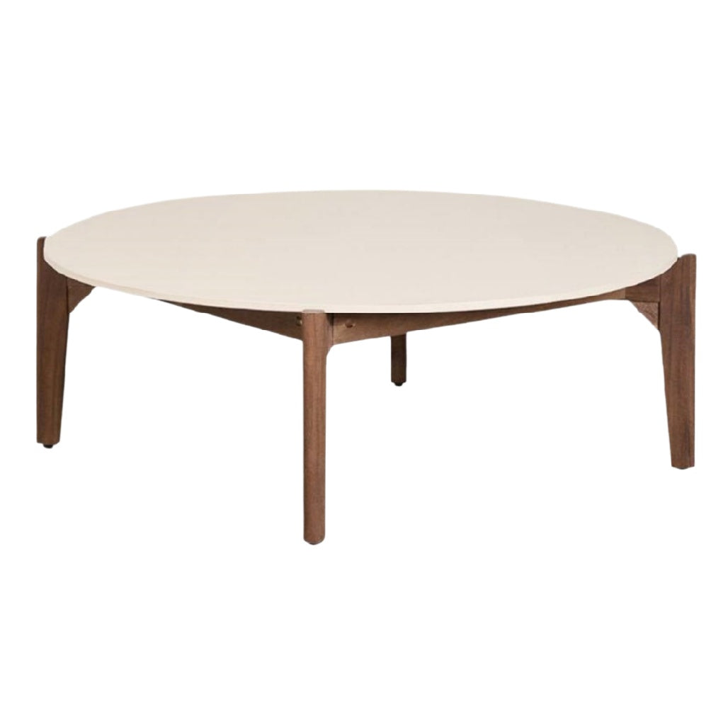 Table basse ronde en bois et métal pour salon - 100 x 100 x 40