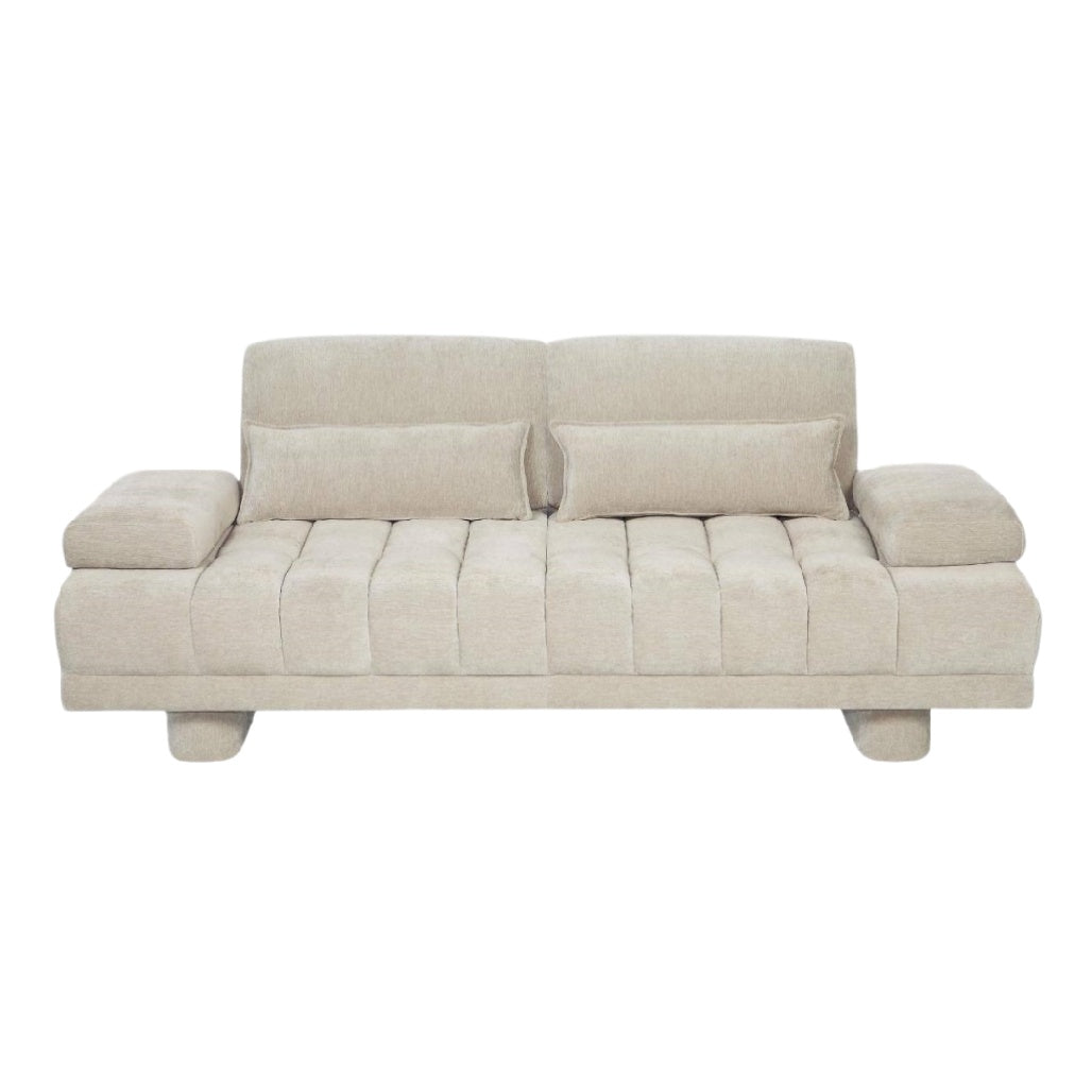 Canapé moderne en tissu beige - Conçu pour le séjour - Structure en bois - 210 x 90 x 80